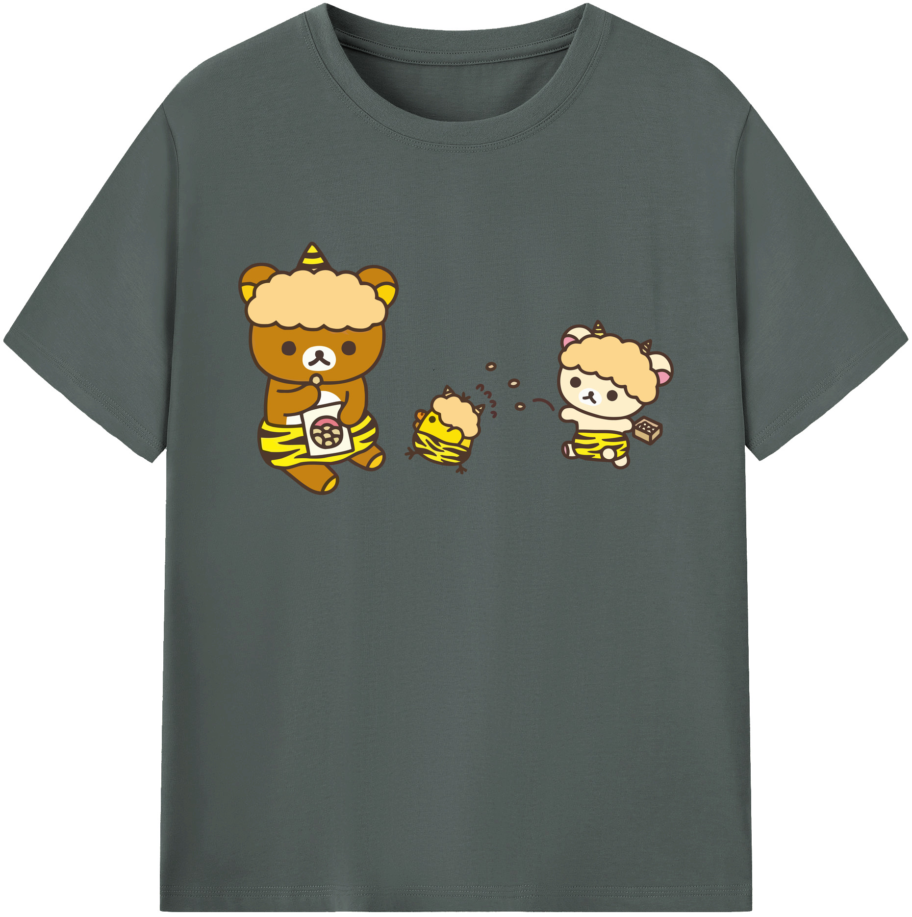 （画像用） リラックマ リラックマ キイロイトリ Rilakkuma Korilakkuma Kiiroitori 綿100％ メンズ半袖Tシャツ｜肌触りやわらか＆通気性